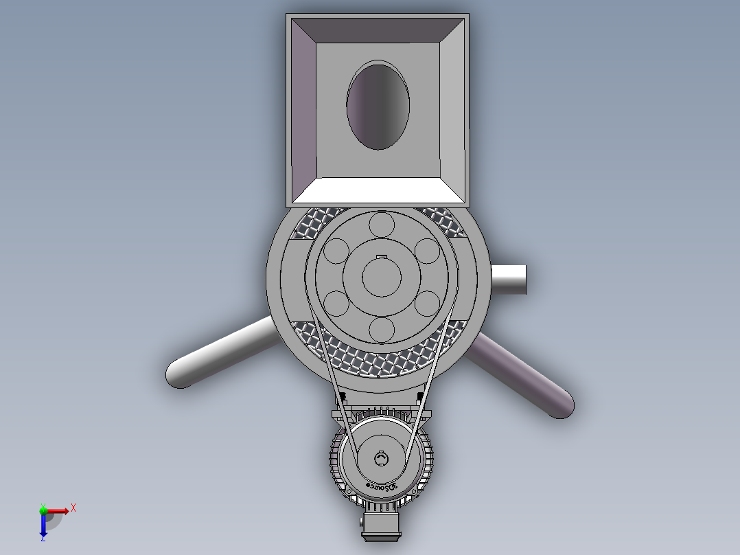 青皮核桃去皮机三维(1)俯视图