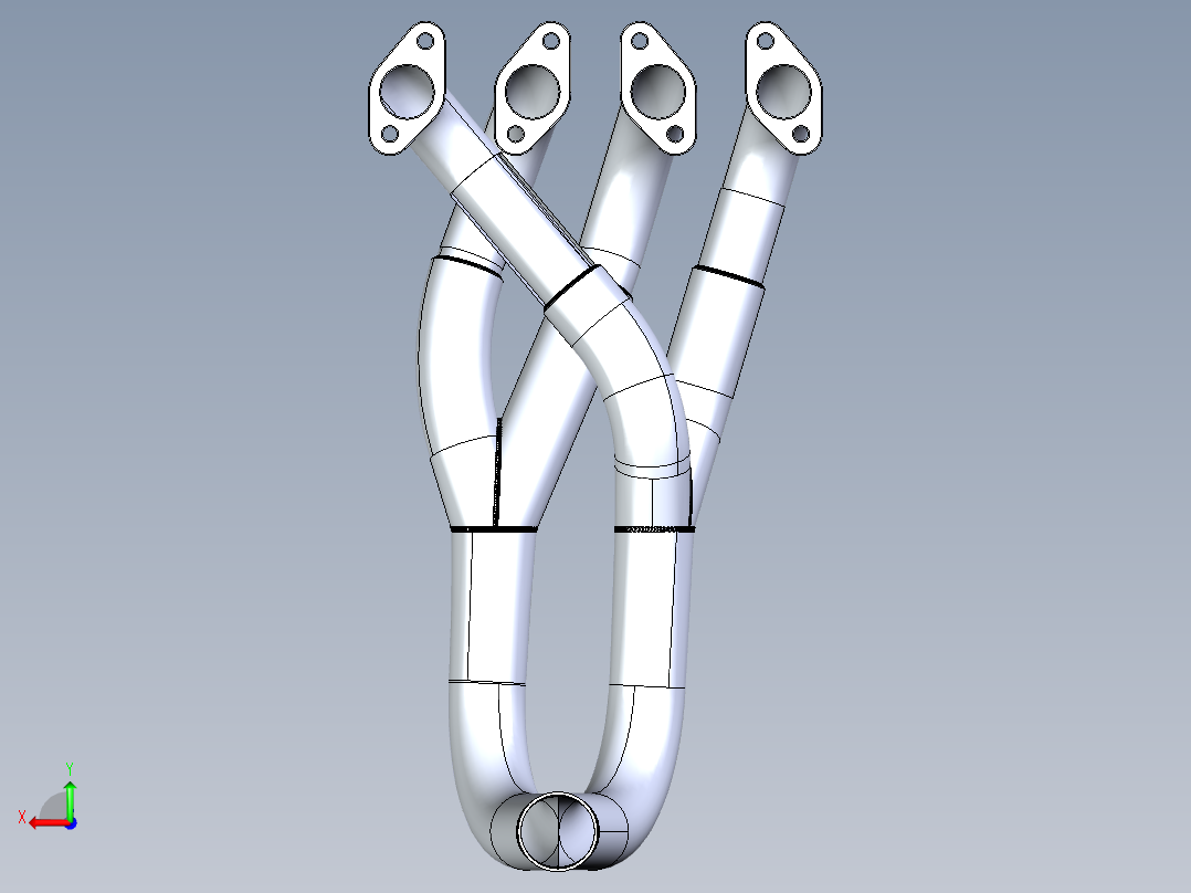 排气歧管3D模型后视图