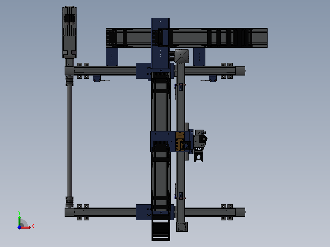三坐标系统机前视图