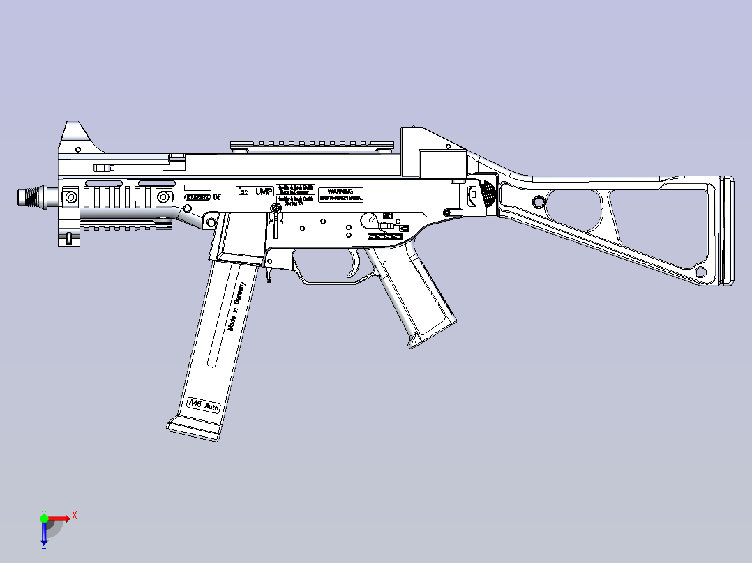 HK UMP-45 Reference Model俯视图