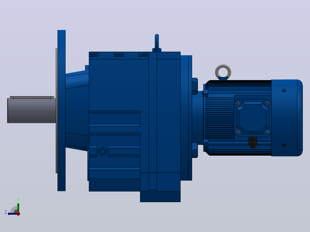 RF107法兰轴伸式安装斜齿轮减速机RF107-Y1.1-8P-90S-M1-0°-Φ450右视图