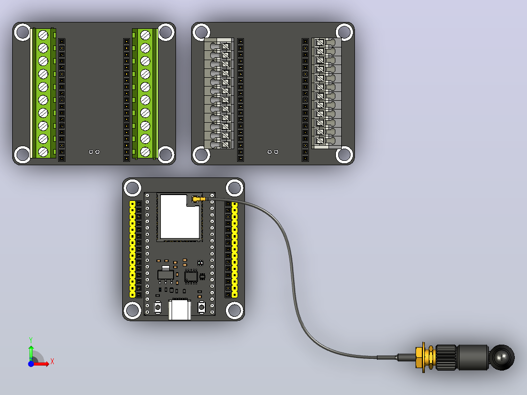ESP32 DevKit 32U，带外部接口。。前视图