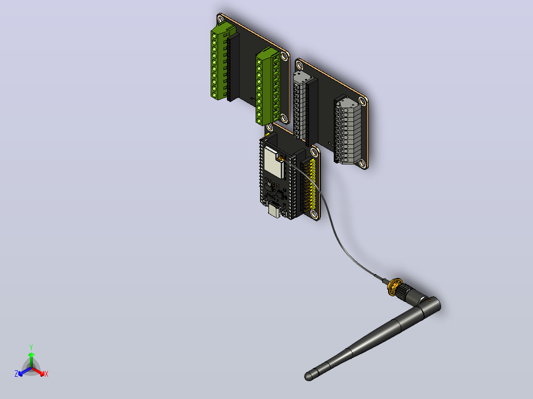 ESP32 DevKit 32U，带外部接口。。正等轴测图