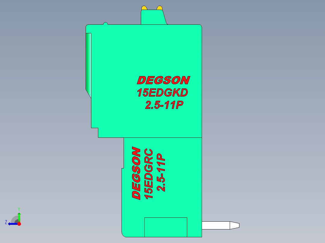 DEGSON 15EDG 系列 2.5mm 接线端子包-15EDGRC+KD-2.5-11P-14-00AH右视图
