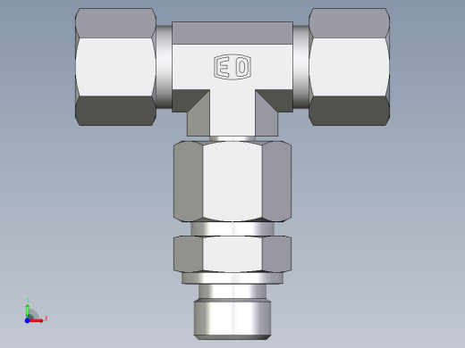 卡套式工业通用硬管接头EO_Assembled_adjustable_standpipe_branch_tee_EVT10SR71前视缩略图