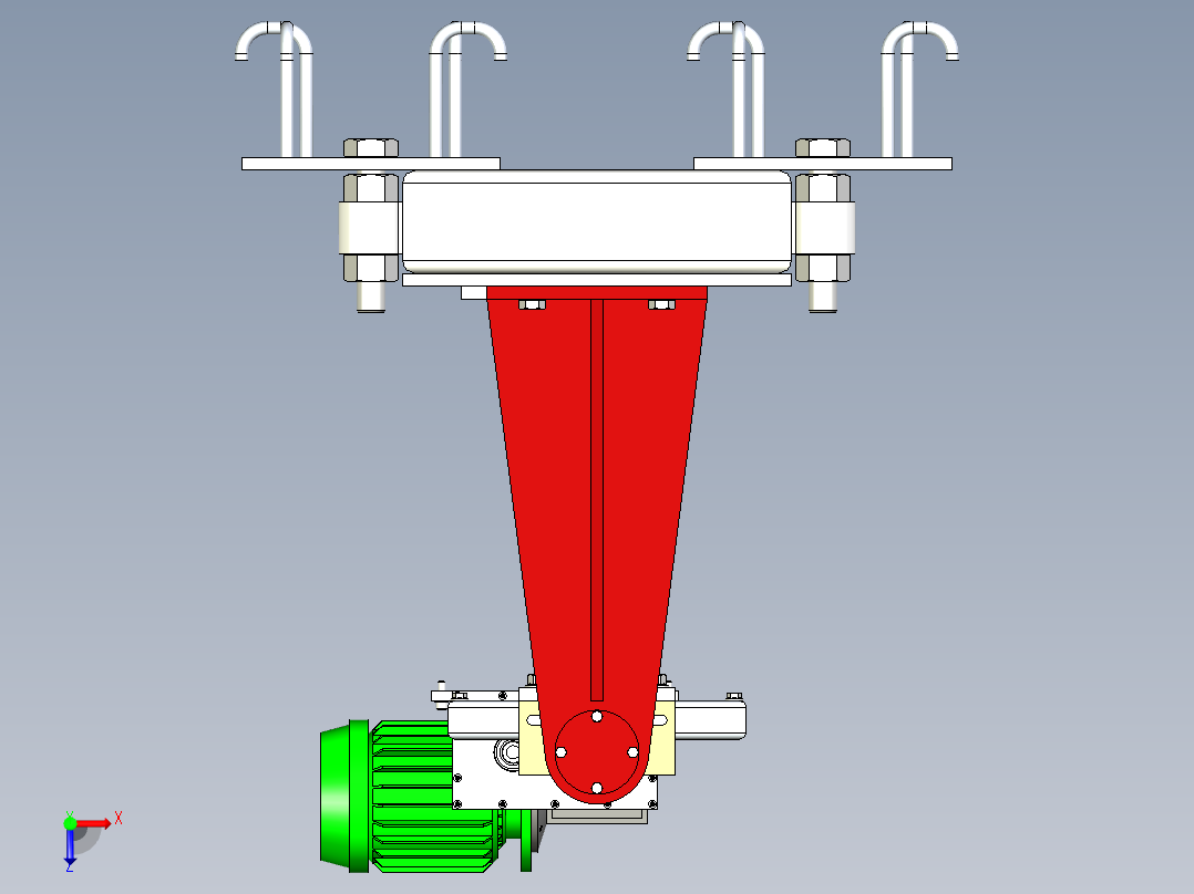 大跨距头尾座式变位机设计俯视图