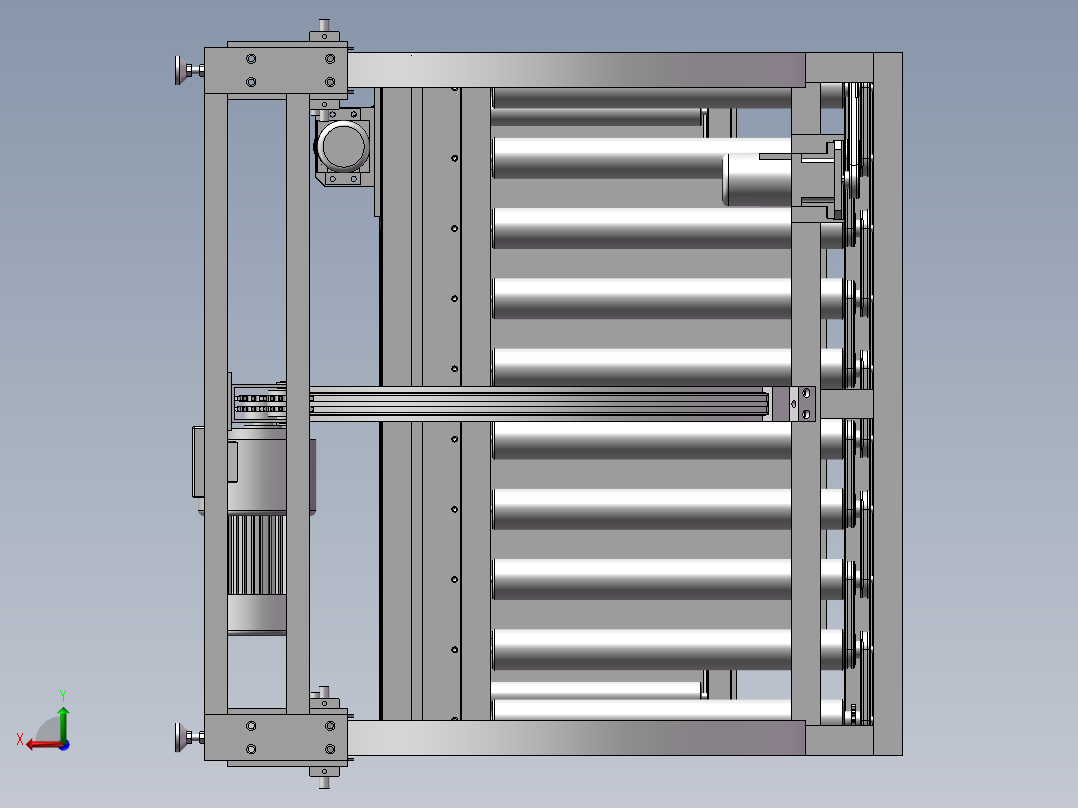 送输线翻转机、L型翻转机构后视图