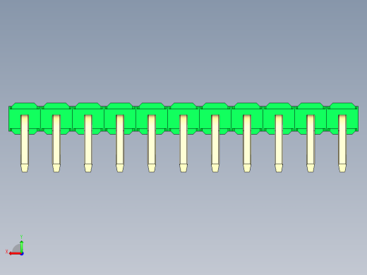 彩色公排针 100mil 2.54mm 系列-DS1022_green_1x11p_100mil_TypeD_rev1.0后视缩略图