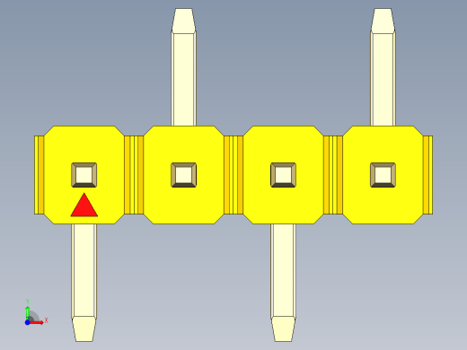 彩色公排针 100mil 2.54mm 系列-DS1022_yellow_04p_100mil_Type_SMT_R2_rev1.0前视缩略图
