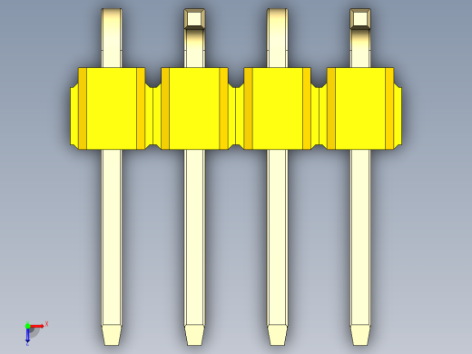 彩色公排针 100mil 2.54mm 系列-DS1022_yellow_04p_100mil_Type_SMT_R2_rev1.0俯视缩略图