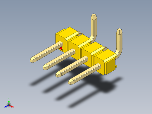 彩色公排针 100mil 2.54mm 系列-DS1022_yellow_04p_100mil_Type_SMT_R2_rev1.0正等轴测缩略图