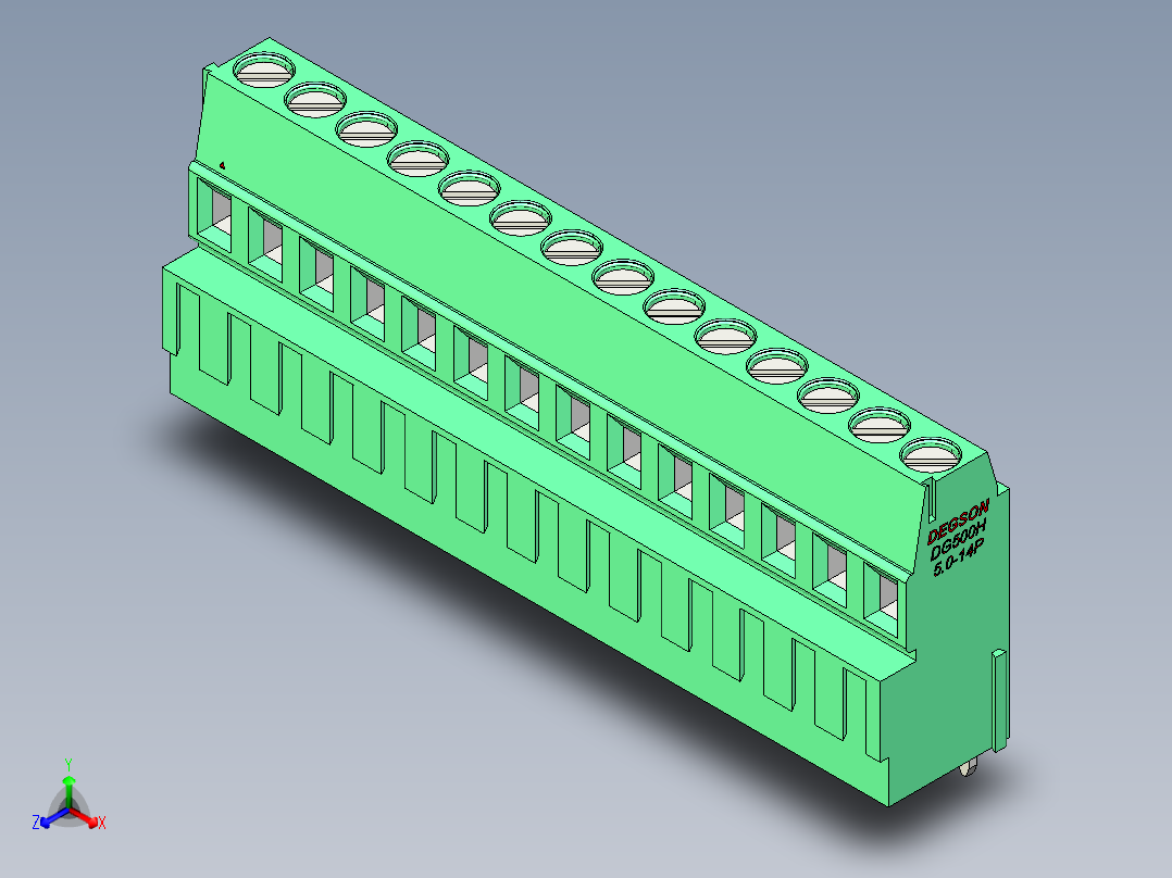 DEGSON DG500 系列 5.05.087.62mm 接线端子-DG500H-5.0-14P-14-00AH主视图