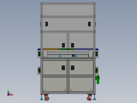 倍速链回流模块、循环流动线体3D模型 非标自动化机械三维前视缩略图