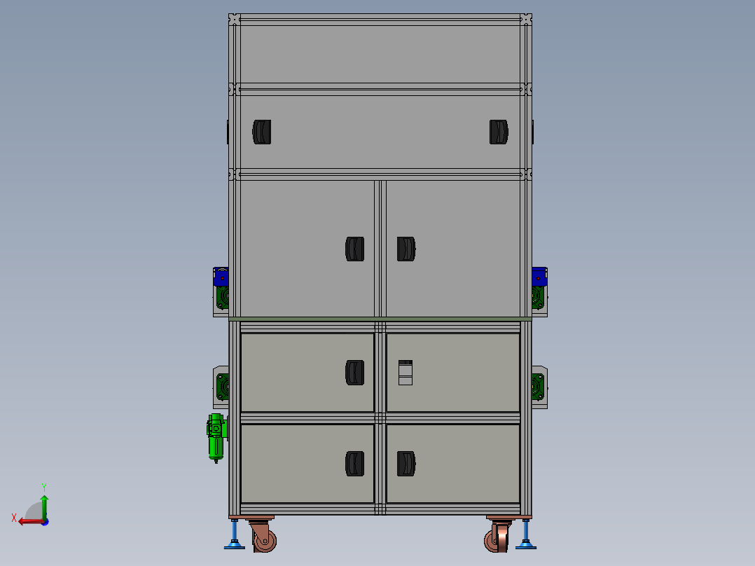 倍速链回流模块、循环流动线体3D模型 非标自动化机械三维后视图