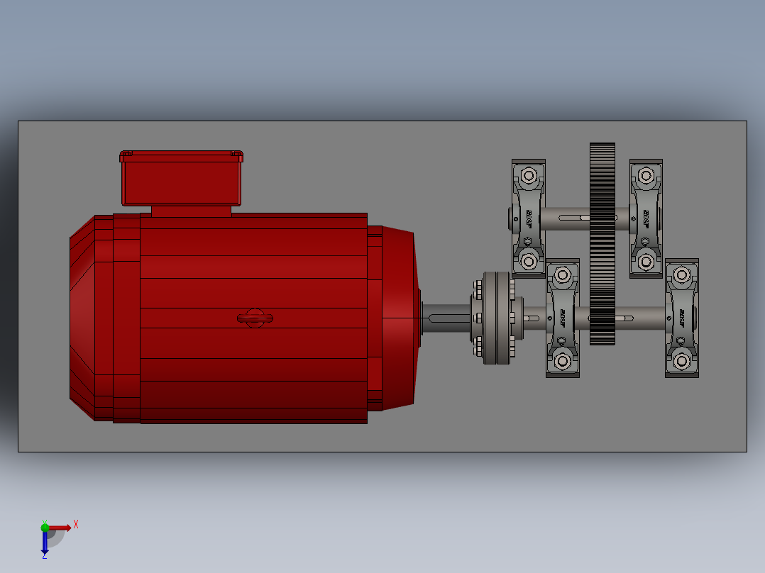 电机齿轮传动俯视图