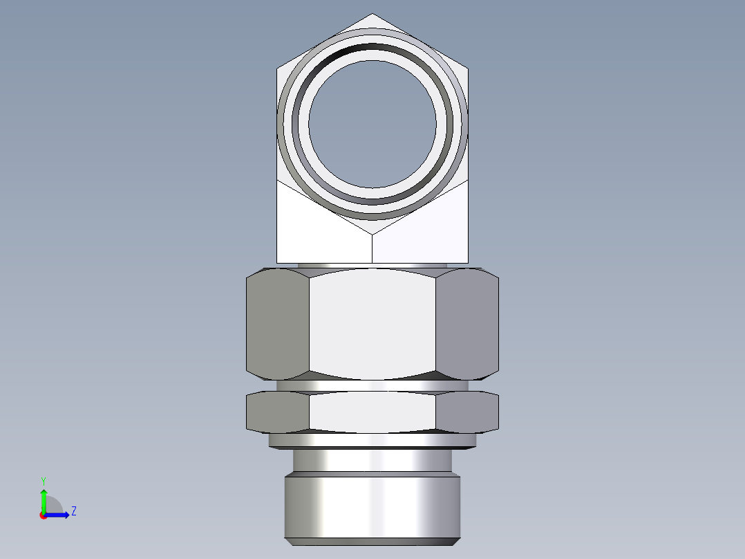 卡套式工业通用硬管接头EO_Assembled_adjustable_standpipe_branch_tee_EVT28LMOMD71左视图