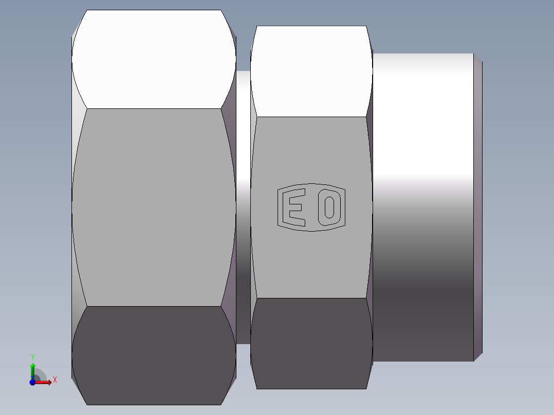 直通同径度接头、2C-45前视图