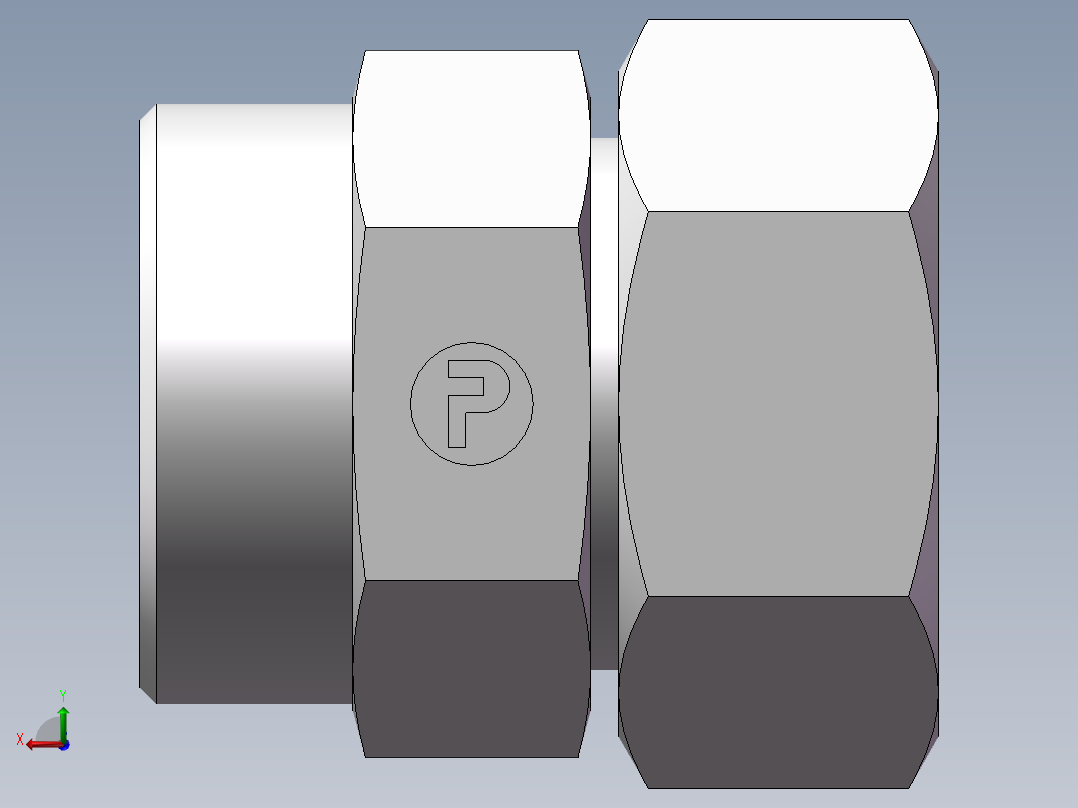 直通同径度接头、2C-45后视图