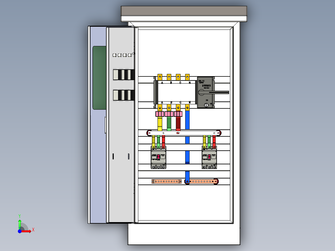 室外双电源柜前视图