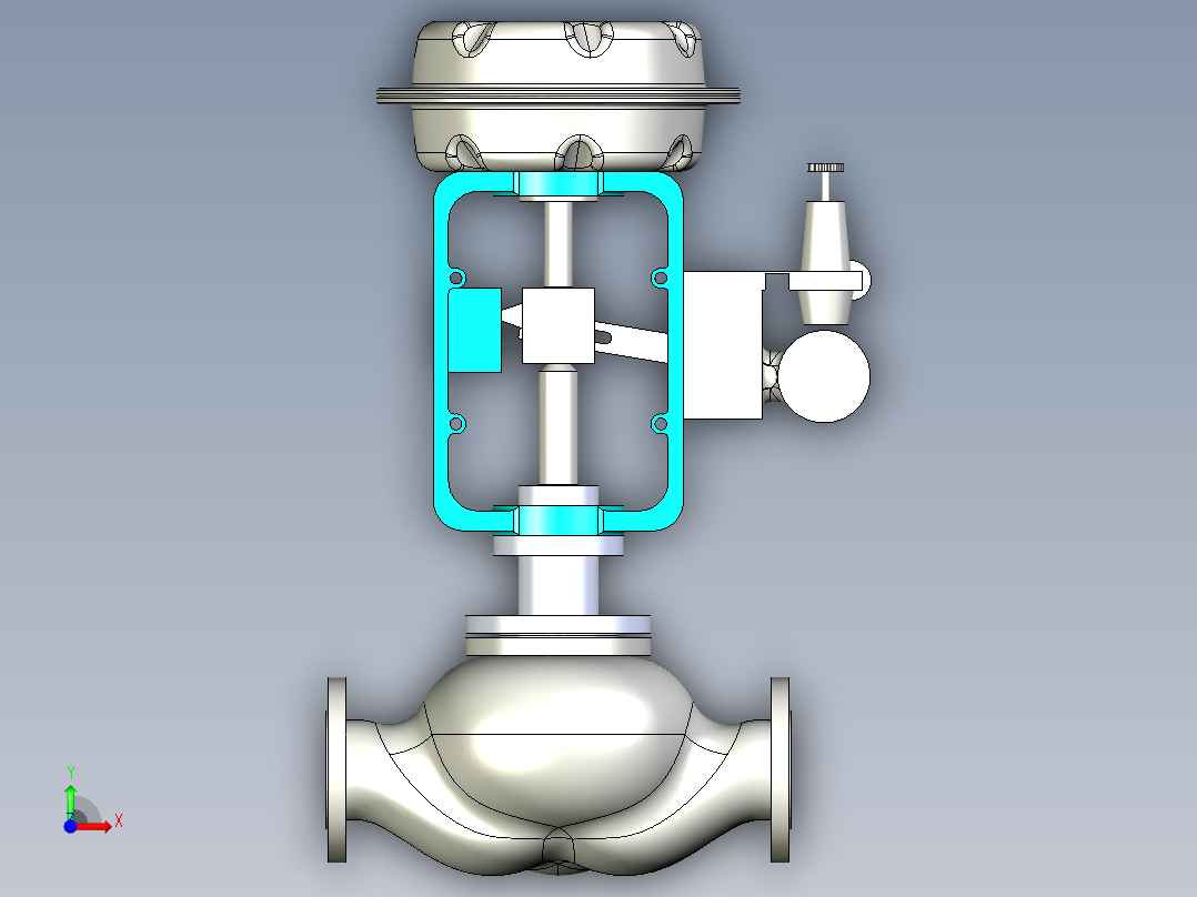 川仪气动薄膜三通调节阀-Dn65前视图