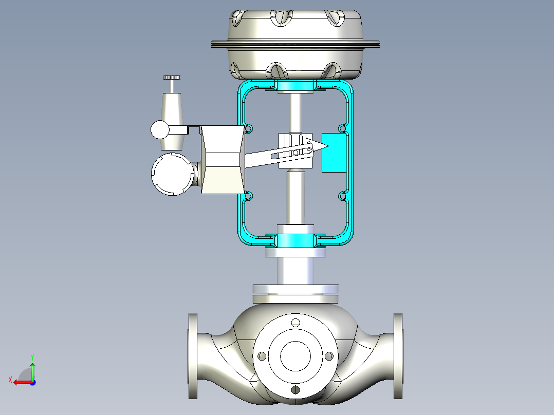 川仪气动薄膜三通调节阀-Dn65后视图