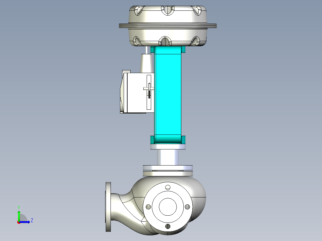 川仪气动薄膜三通调节阀-Dn65左视图