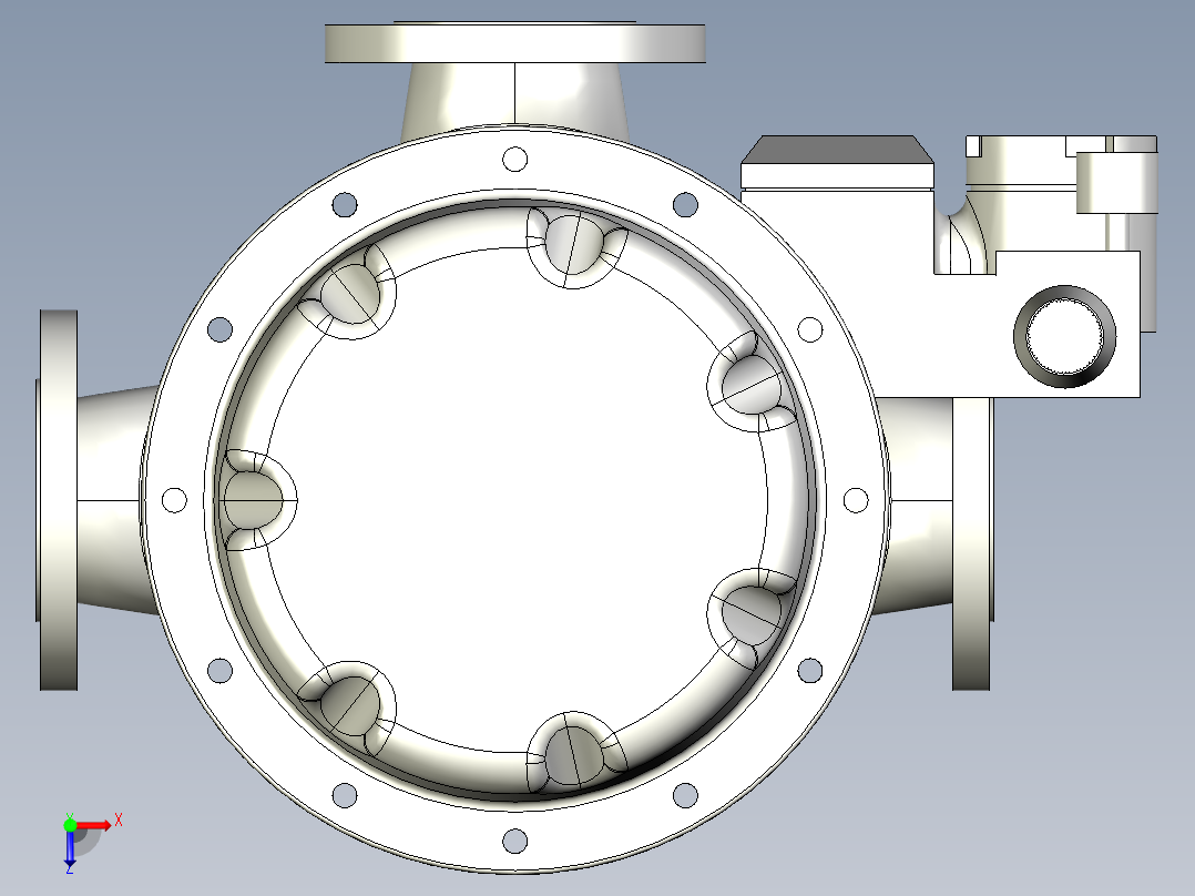 川仪气动薄膜三通调节阀-Dn65俯视图
