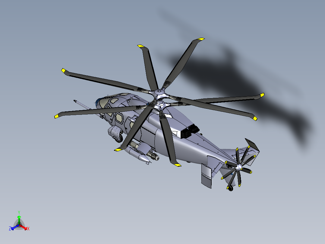 ASW灰狼攻击直升机正等轴测图