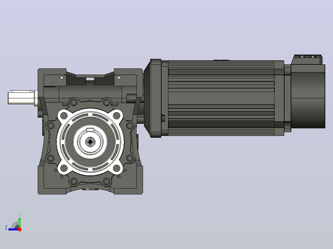 XMRV040-090型蜗轮蜗杆减速机[XMRV050╱7.5╱E╱SS1╱B3╱90ST-M04025]右视图