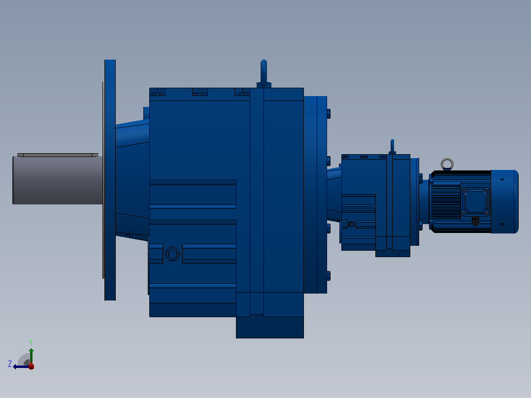 RF147R77法兰轴伸式组合型斜齿轮减速机RF147R77-Y0.25-4P-71-M1-0°-Φ550右视图