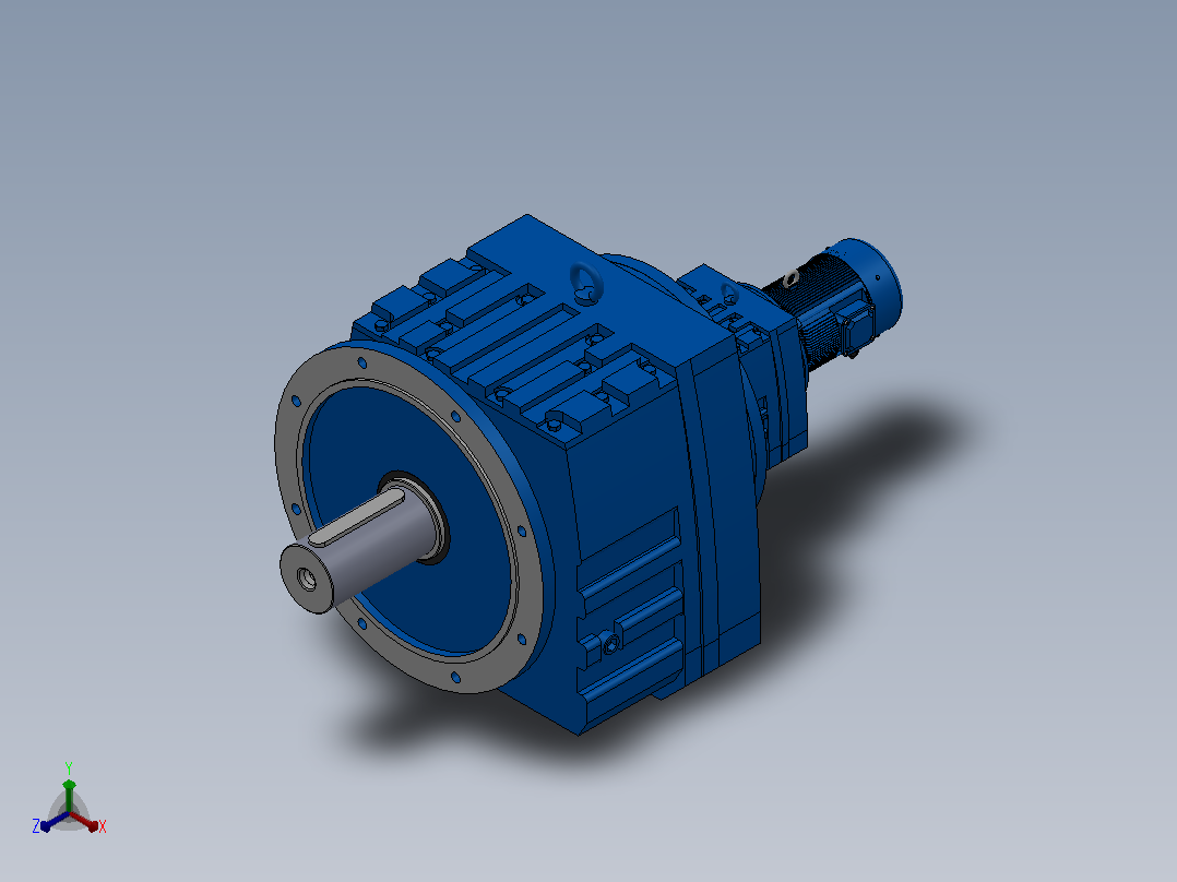 RF147R77法兰轴伸式组合型斜齿轮减速机RF147R77-Y0.25-4P-71-M1-0°-Φ550正等轴测图