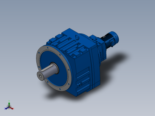 RF147R77法兰轴伸式组合型斜齿轮减速机RF147R77-Y0.25-4P-71-M1-0°-Φ550正等轴测缩略图