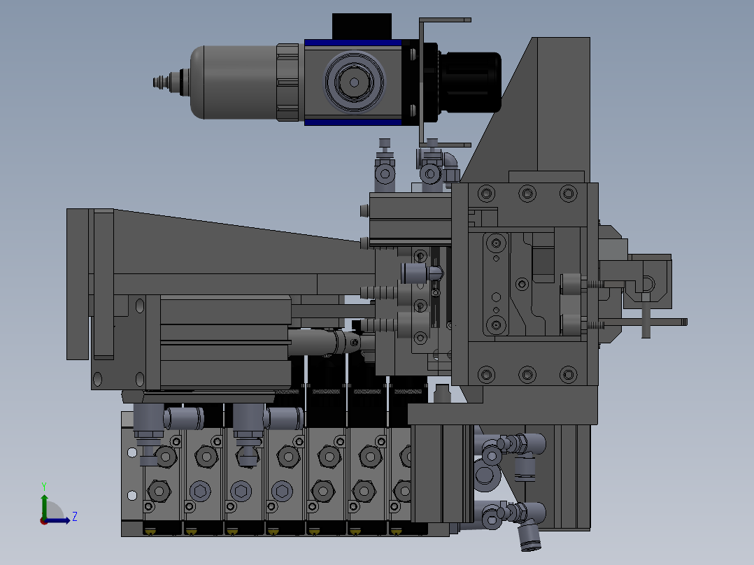 螺丝自动上料机一出四 3D图 机械设备 3D模型图纸 设计素材左视图