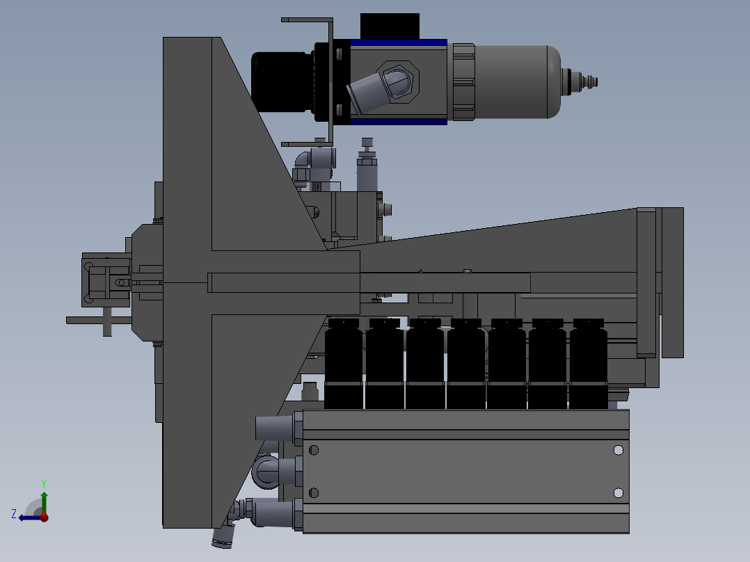 螺丝自动上料机一出四 3D图 机械设备 3D模型图纸 设计素材右视图