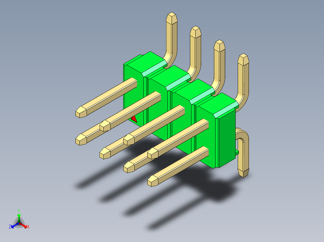 彩色公排针 100mil 2.54mm 系列-DS1022_green_08p_100mil_TypeSMT_rev1.0主视图
