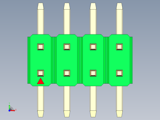 彩色公排针 100mil 2.54mm 系列-DS1022_green_08p_100mil_TypeSMT_rev1.0前视缩略图