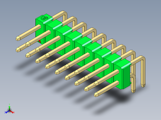 彩色公排针 100mil 2.54mm 系列-DS1022_green_2x09p_100mil_TypeD_rev1.0正等轴测缩略图