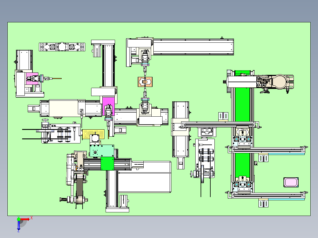 贴标装袋机俯视图