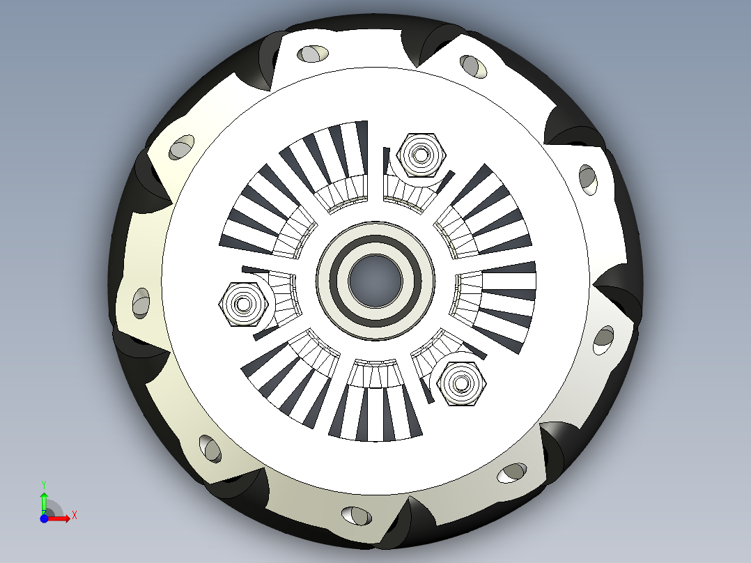 mecanum wheels一对麦克纳姆轮前视图