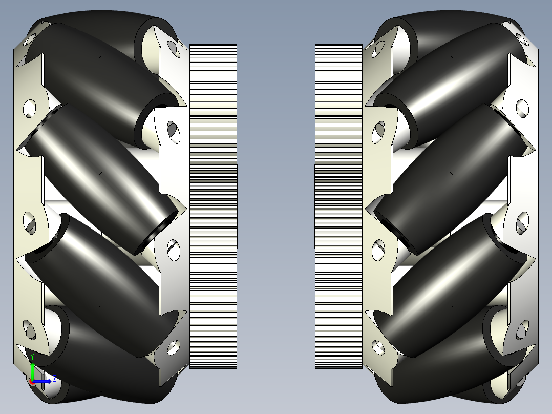 mecanum wheels一对麦克纳姆轮左视图