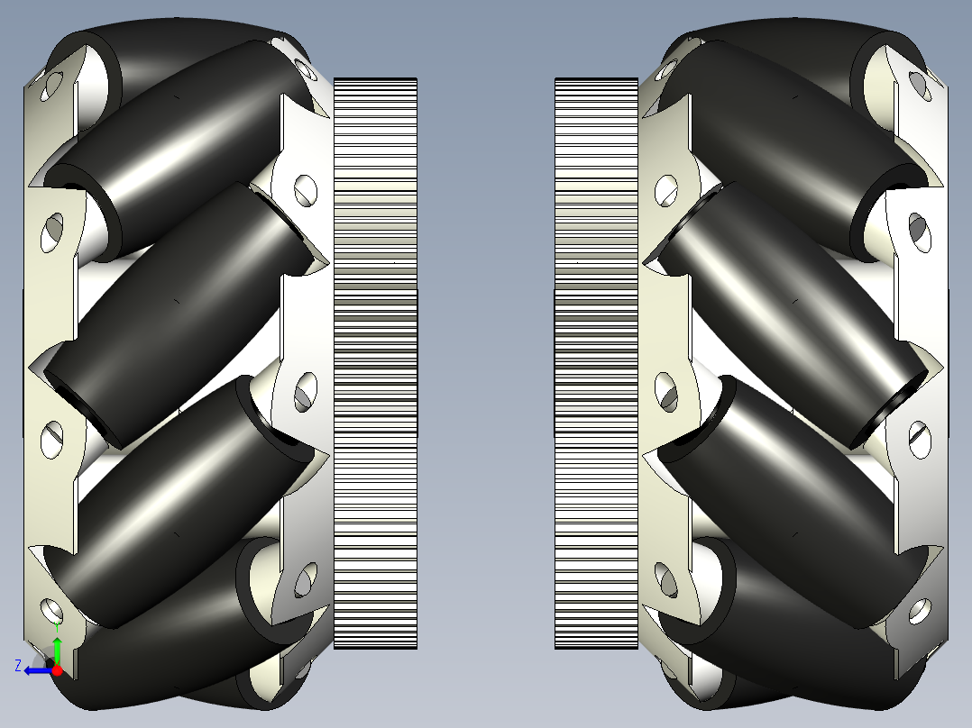 mecanum wheels一对麦克纳姆轮右视图