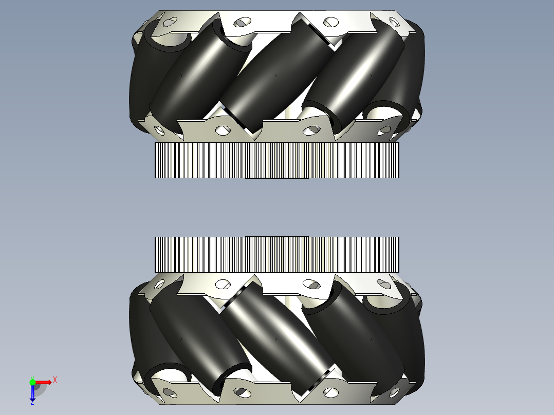 mecanum wheels一对麦克纳姆轮俯视图