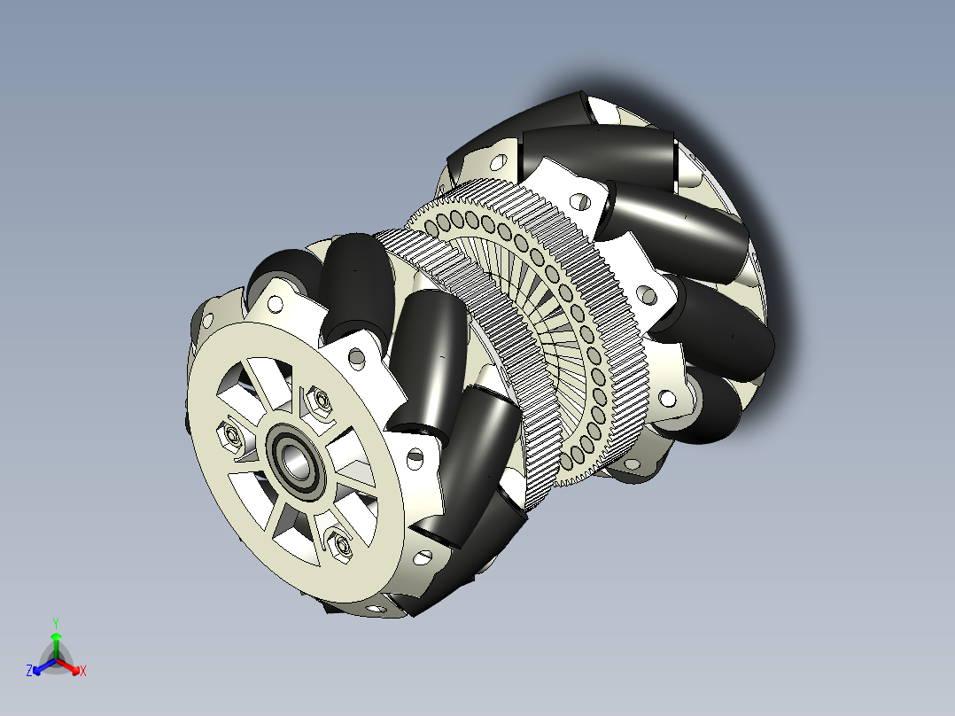 mecanum wheels一对麦克纳姆轮正等轴测图
