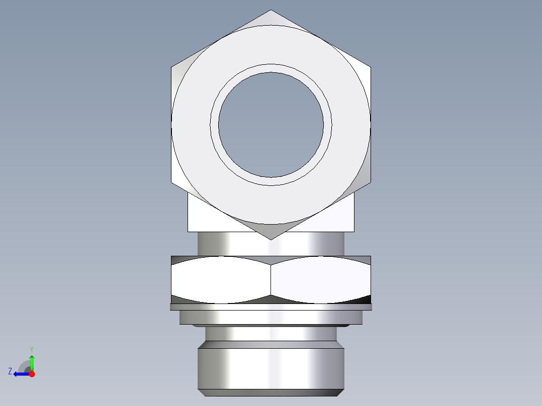 卡套式工业通用硬管接头EO_Adjustable_locknut_branch_tee_TEE22LRCF右视图