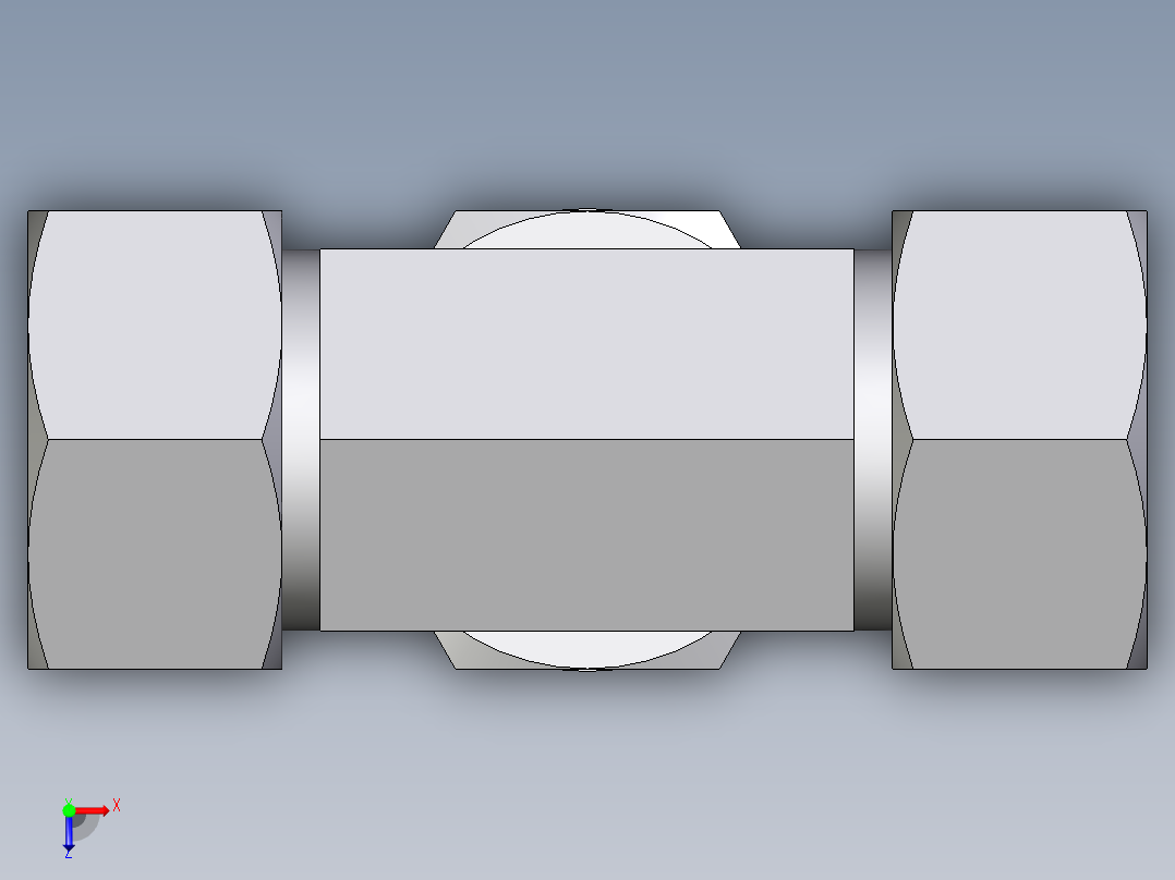 卡套式工业通用硬管接头EO_Adjustable_locknut_branch_tee_TEE22LRCF俯视图