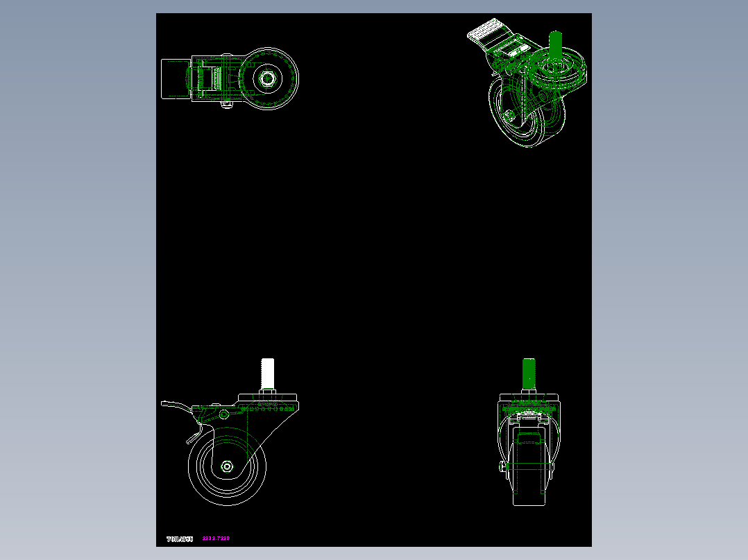 橡膠輪、導電輪(800N、1000N)5535-2D多系列多零件图纸模型