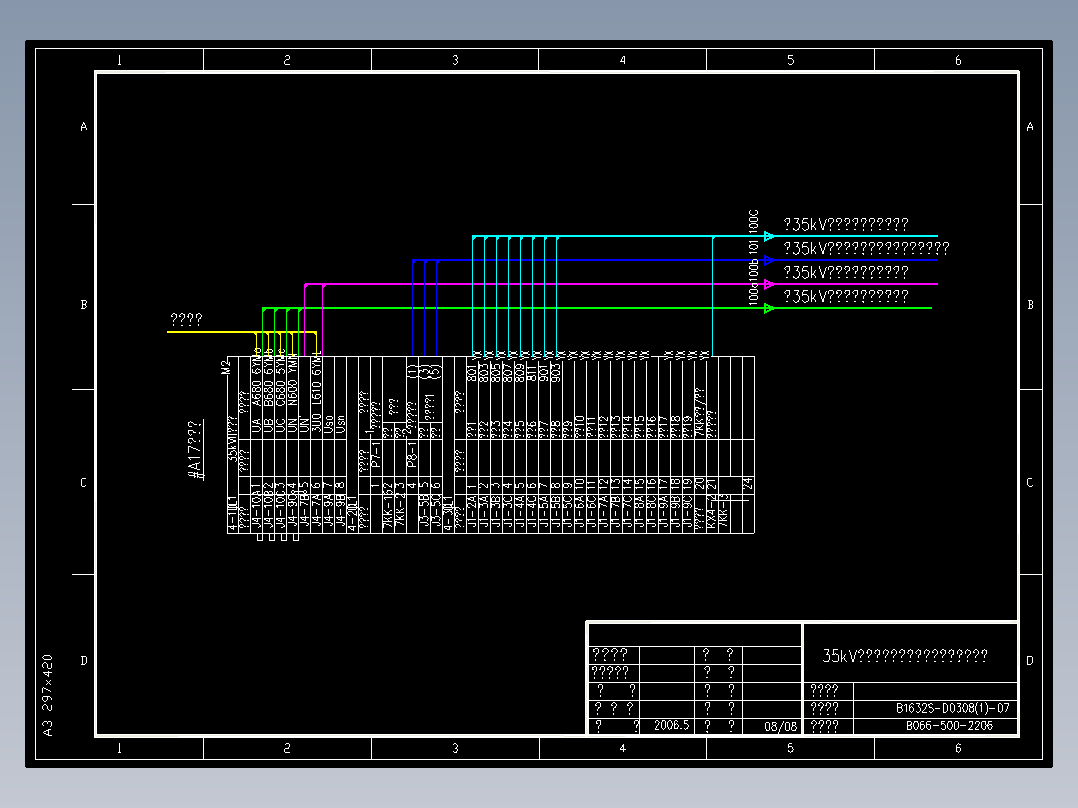 35kV母线电压互感器在监控柜上的端子排(B066-500-2206)