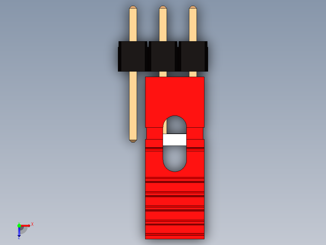 带跳线的排针-pinheader 1x3 and 1 jumper pullback俯视图