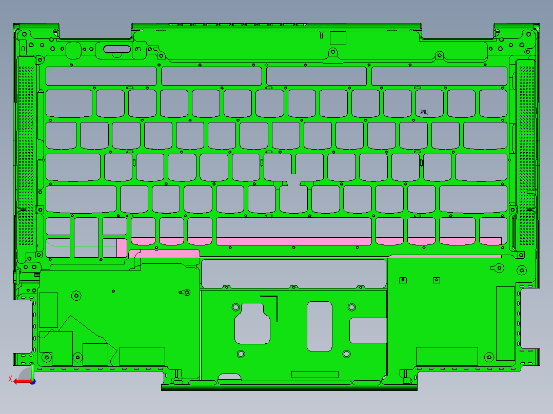 包胶版笔记本外壳铣外观面程序模型后视图