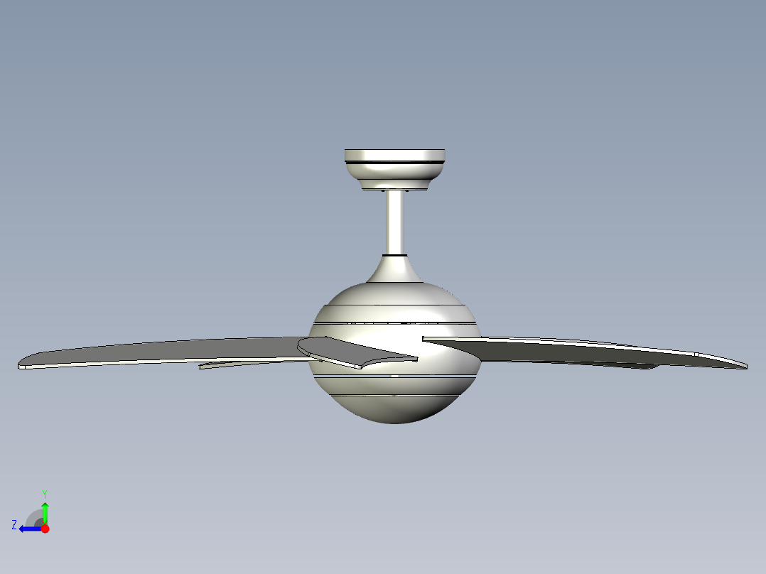 地球式风扇LED灯结构设计右视图